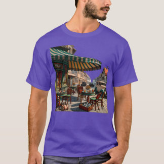 ヨーロッパのヴィンテージカフェの情景 友達 Tシャツ