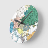 ヨーロッパの人種地図 ラウンド壁時計 (傾斜)
