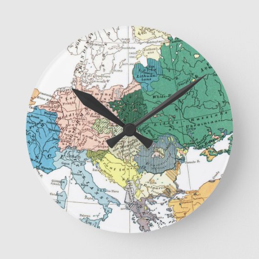 ヨーロッパの人種地図 ラウンド壁時計 (正面)