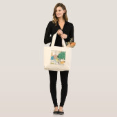 ヨーロッパの人種的な地図 ラージトートバッグ (正面(モデル))