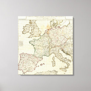 ヨーロッパの刻まれた地図 キャンバスプリント