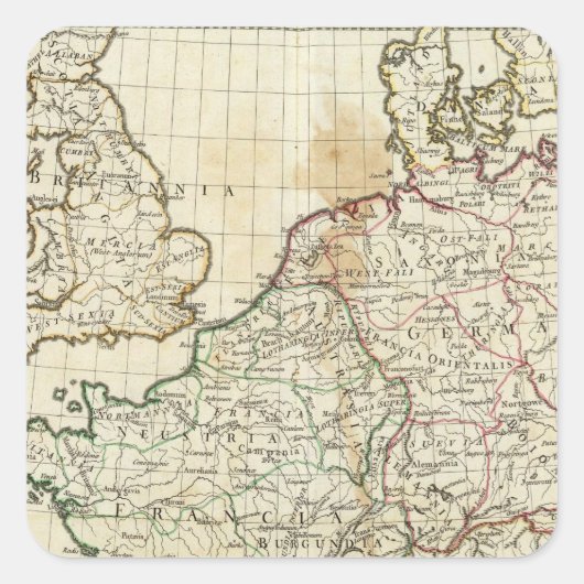 ヨーロッパの刻印された地図 スクエアシール (正面)