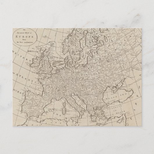 ヨーロッパの古地図 (1800) ポストカード (正面)