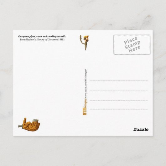ヨーロッパの喫煙パイプ、ケースと器具 ポストカード (裏面)