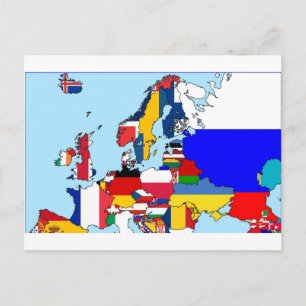 ヨーロッパの国旗の地図 ポストカード