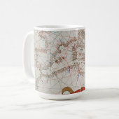 ヨーロッパの地図及び北アフリカの海岸 コーヒーマグカップ (正面左)