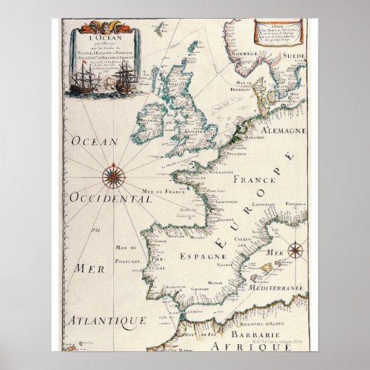 ヨーロッパの地図 ポスター (正面)