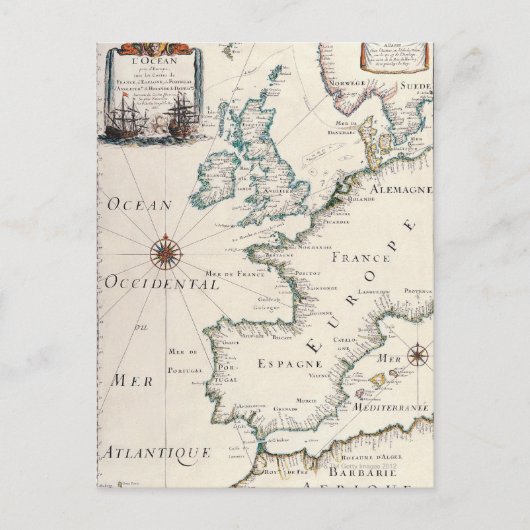 ヨーロッパの地図 ポストカード (正面)