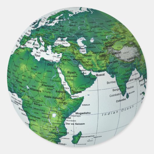ヨーロッパの地図 ラウンドシール (正面)