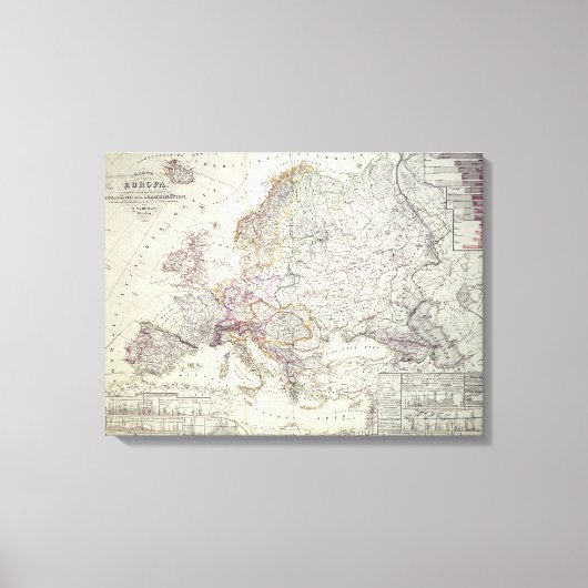 ヨーロッパの地図， 1841 キャンバスプリント (正面)