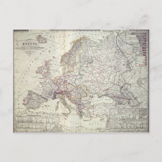 ヨーロッパの地図, 1841 ポストカード (正面)
