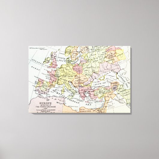 ヨーロッパの地図 | 3回目の十字軍 キャンバスプリント (正面)