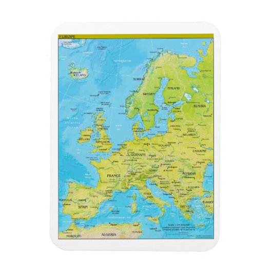 ヨーロッパの地政学的な地域地図 マグネット (縦)