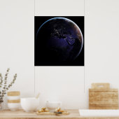 ヨーロッパの夜の街灯を示す完全な地球。 ポスター (キッチン)