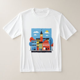 ヨーロッパの家のミニマリストイラスト Tシャツ