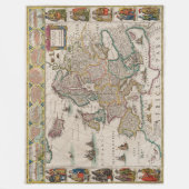 ヨーロッパの巨大な中世の地図（ウィレム・ブレーウ著） フリースブランケット (正面)