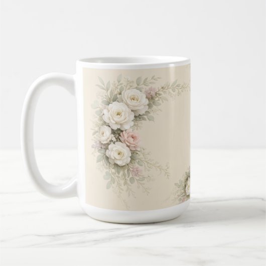 ヨーロッパの庭園の花の芸術 コーヒーマグカップ (左)