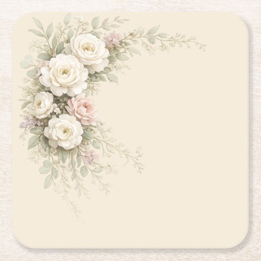 ヨーロッパの庭園 花の芸術 スクエアペーパーコースター (正面)