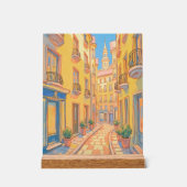 ヨーロッパの明るい通り 素敵な建築 旅行 アート アクリルサイン (正面)