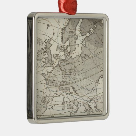 ヨーロッパの植物の地理的で統計的な地図 メタルオーナメント (右)