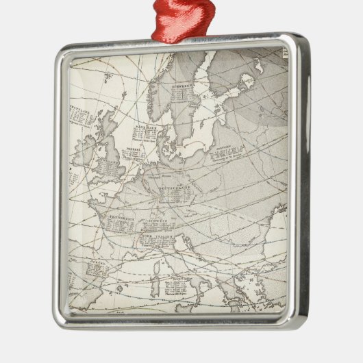 ヨーロッパの植物の地理的で統計的な地図 メタルオーナメント (左)