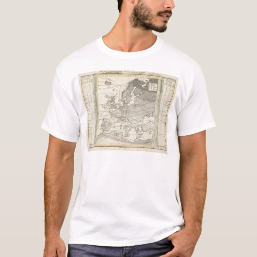 ヨーロッパの植物の地理的で統計的な地図 Tシャツ (正面)
