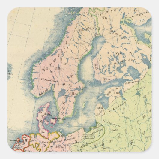 ヨーロッパの民族地図 スクエアシール (正面)