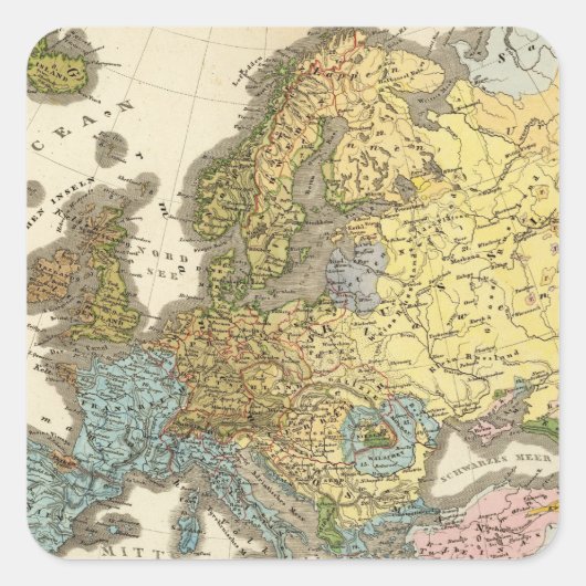 ヨーロッパの民族地図 スクエアシール (正面)