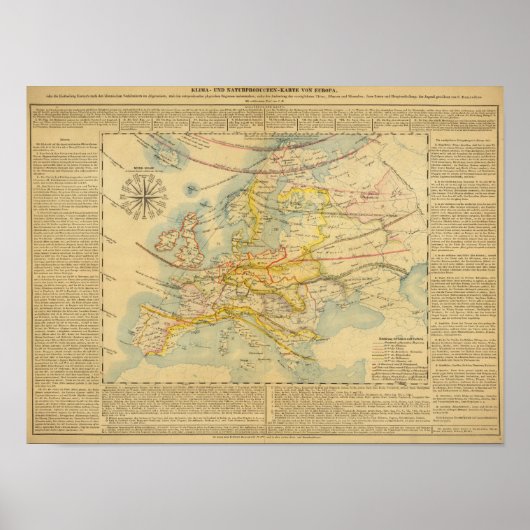 ヨーロッパの気候の地図 ポスター (正面)