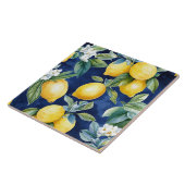 ヨーロッパの水の色のレモンのパターン海軍 タイル (側面)