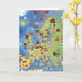 ヨーロッパの漫画の地図 カード (黄色い花)