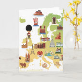 ヨーロッパの漫画の地図 カード (黄色い花)