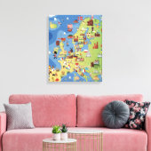 ヨーロッパの漫画の地図 キャンバスプリント (インサイチュ (リビング))