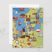 ヨーロッパの漫画の地図 ポストカード (正面/裏面)