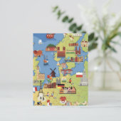 ヨーロッパの漫画の地図 ポストカード (スタンド正面)