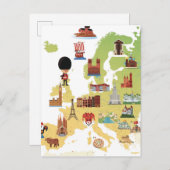 ヨーロッパの漫画の地図 ポストカード (正面/裏面)