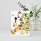 ヨーロッパの漫画の地図 ポストカード (スタンド正面)