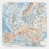 ヨーロッパの物理地図(1916) スクエアシール (正面)