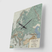 ヨーロッパの物理的な地図 スクエア壁時計 (傾斜)