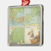 ヨーロッパの物理的な特徴及び人口地図 メタルオーナメント (左)