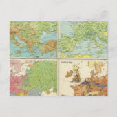 ヨーロッパの物理的特徴と人口マップ ポストカード (正面)