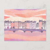 ヨーロッパの町 夕焼け | 水彩画 ポストカード (正面)