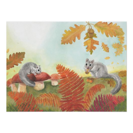 ヨーロッパの脂肪のヤマネ(Glis glis)自然 ポスター (正面)