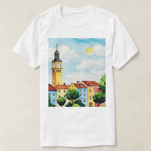 ヨーロッパの街並み Tシャツ (デザイン正面)