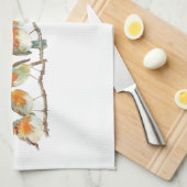 ヨーロッパの赤いロビン鳥の設計 キッチンタオル (四つ折り)