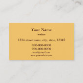 ヨーロッパの通りの作家の名刺のテンプレート 名刺 (裏面)