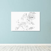 ヨーロッパの食品地図 – 白 キャンバスプリント (インサイチュ (ウッドフロア))