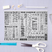 ヨーロッパの首都のタイポグラフィのティッシュペーパー 薄葉紙 (クラフト)