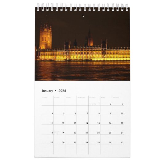 ヨーロッパの首都- 2015年 カレンダー (1月 2026)