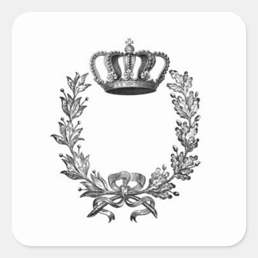 ヨーロッパの"旧世界"ステッカー – 王冠/リース スクエアシール (正面)